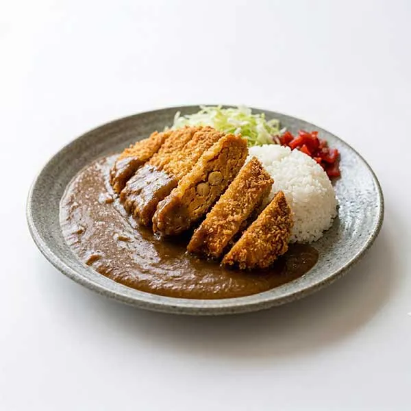 Sweet Potato & Chickpea Katsu with Steamed Sushi Rice & Curry Sauce